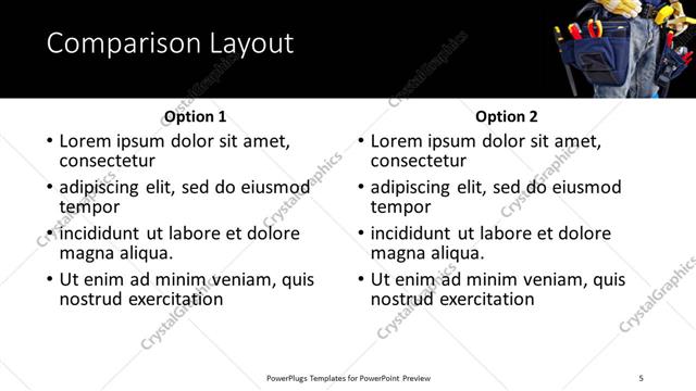 Comparison presentation slide layout