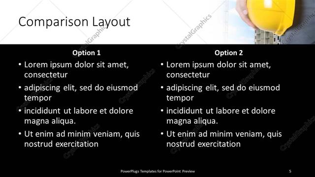 Comparison presentation slide layout