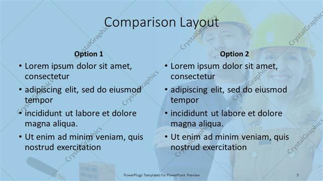 Comparison presentation slide layout