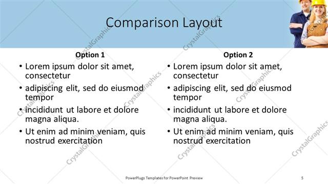 Comparison presentation slide layout