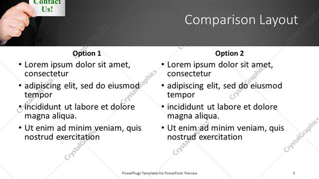 Comparison presentation slide layout