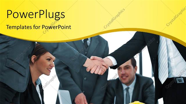  Presentation with contract - Contract deal struck as two professionals shake hands over table