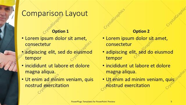 Comparison presentation slide layout