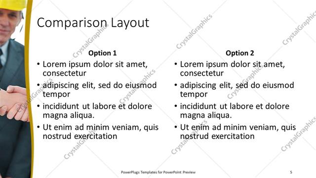 Comparison presentation slide layout