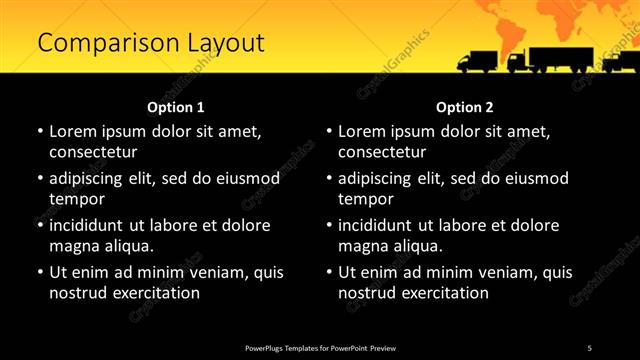 Comparison presentation slide layout