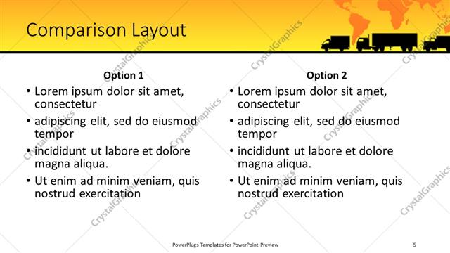 Comparison presentation slide layout