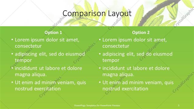 Comparison presentation slide layout
