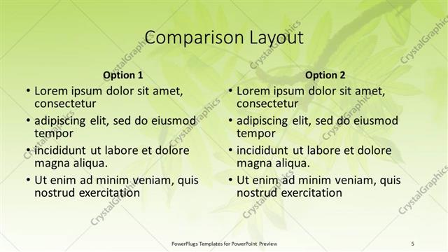 Comparison presentation slide layout