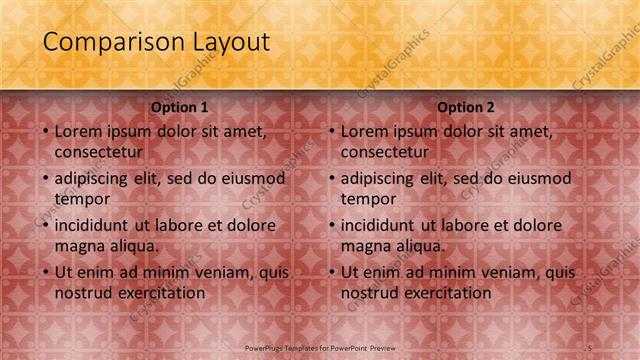 Comparison presentation slide layout
