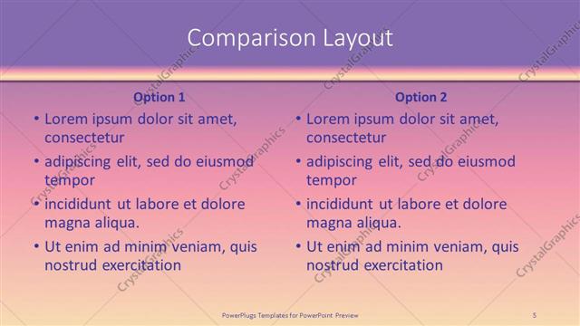 Comparison presentation slide layout