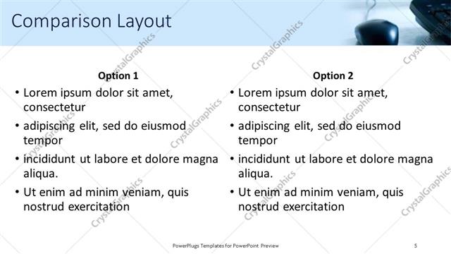 Comparison presentation slide layout