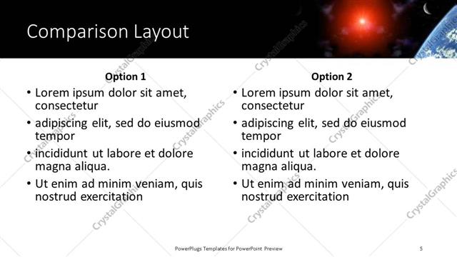 Comparison presentation slide layout