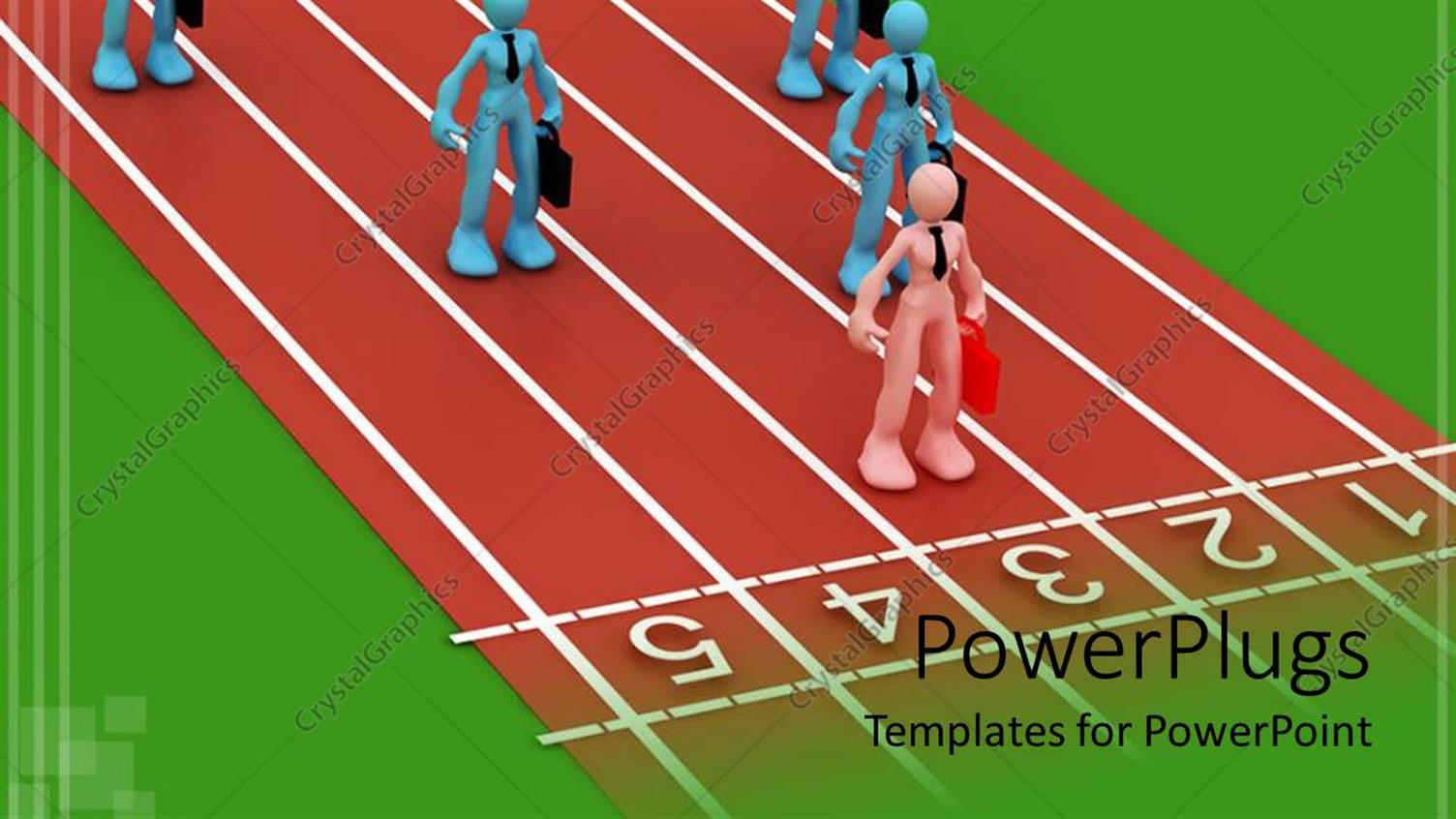 Featuring Corporate Race Competition Metaphor with Business People on Track