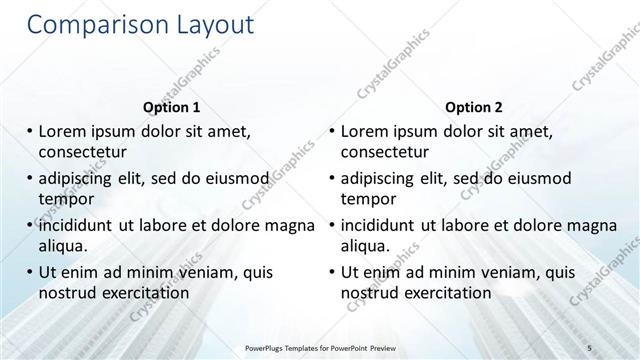 Comparison presentation slide layout