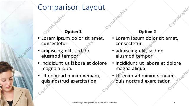 Comparison presentation slide layout