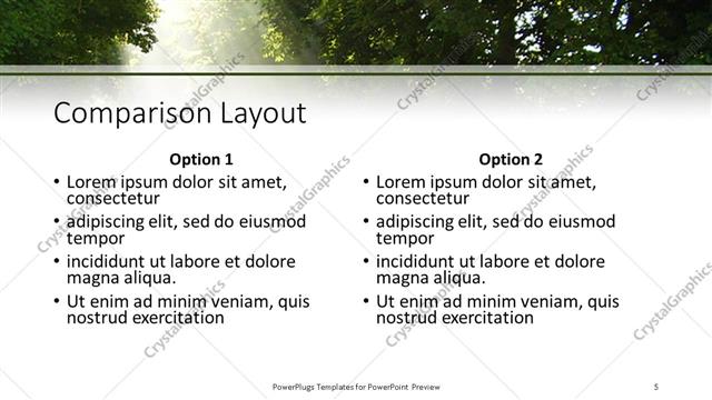 Comparison presentation slide layout
