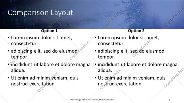 Comparison presentation slide layout