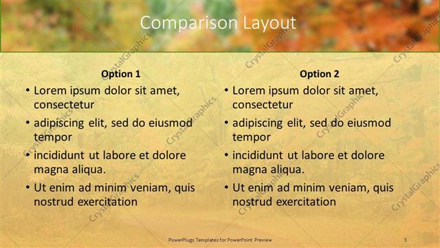 Comparison presentation slide layout