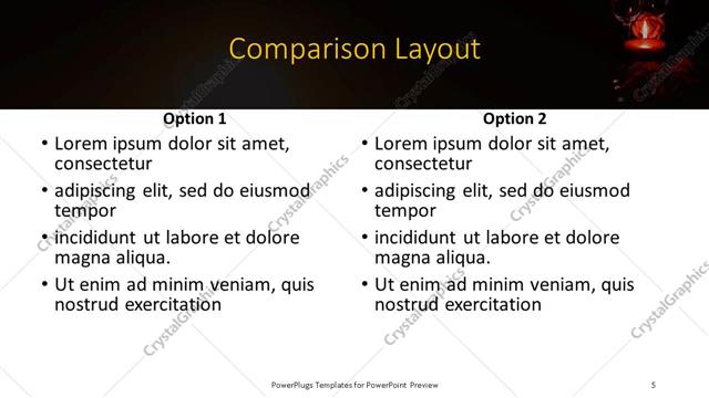 Comparison presentation slide layout