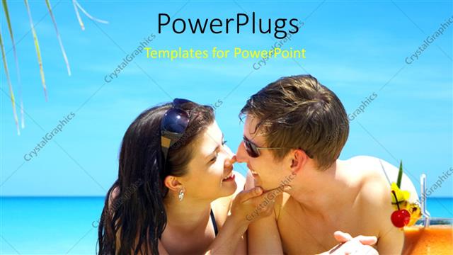  Presentation with couple - A couple enjoying on the beach with sea in the background