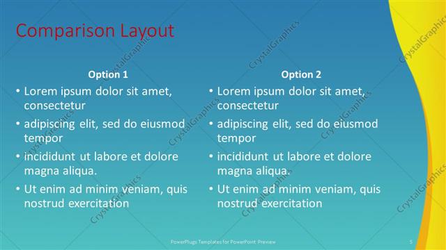 Comparison presentation slide layout