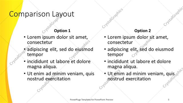 Comparison presentation slide layout