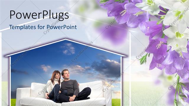  Presentation with couple - A couple enjoying on the sofa with clouds in the background