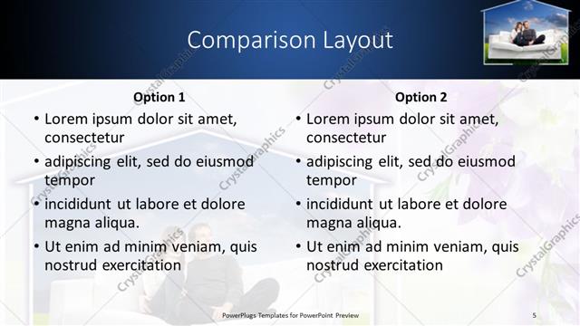 Comparison presentation slide layout