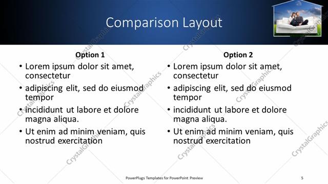 Comparison presentation slide layout