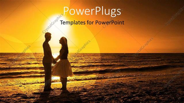  Presentation with love others - Couple holding hands gazing into each others eyes on beach at sunset