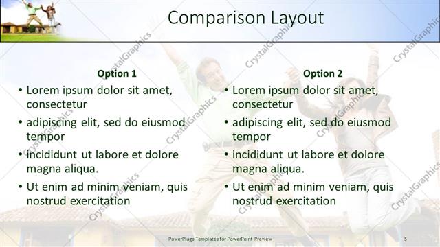 Comparison presentation slide layout