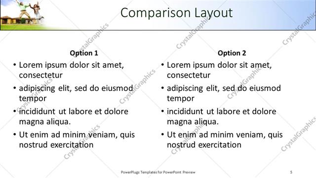 Comparison presentation slide layout