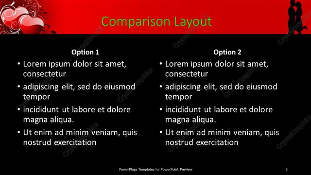 Comparison presentation slide layout