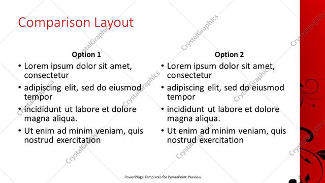 Comparison presentation slide layout