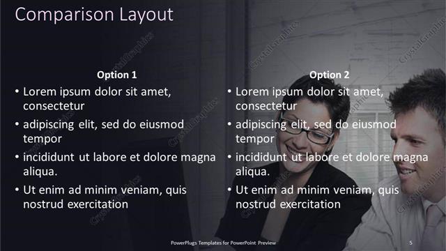 Comparison presentation slide layout