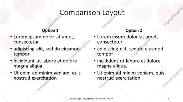 Comparison presentation slide layout