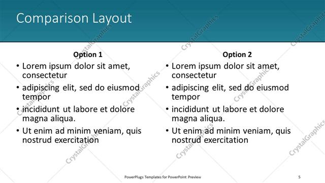 Comparison presentation slide layout
