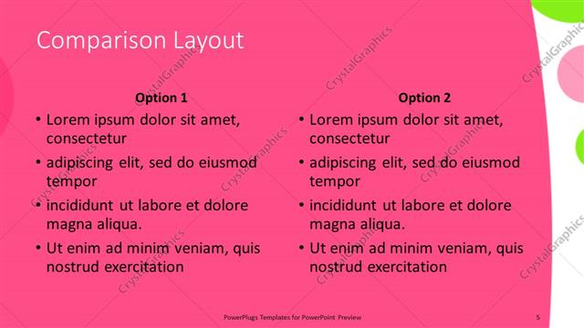Comparison presentation slide layout