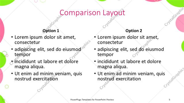 Comparison presentation slide layout