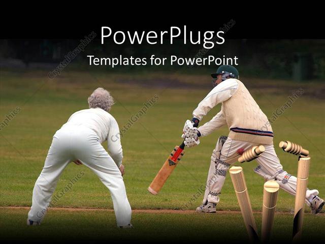 PowerPoint Template Couple Of Senior Man And Woman Playing Cricket On 