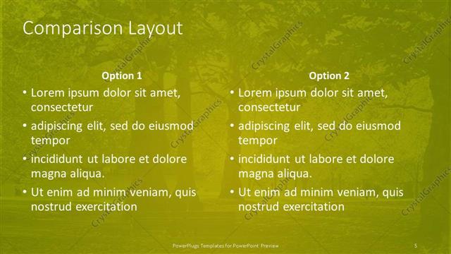 Comparison presentation slide layout