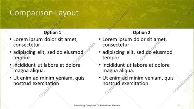 Comparison presentation slide layout