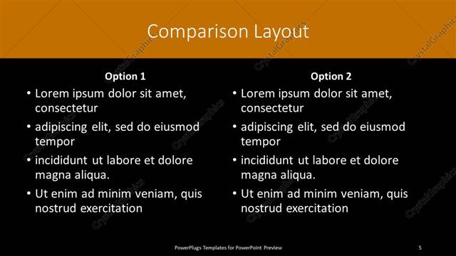 Comparison presentation slide layout