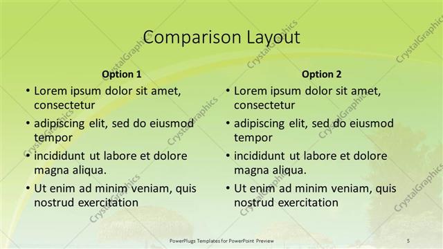 Comparison presentation slide layout