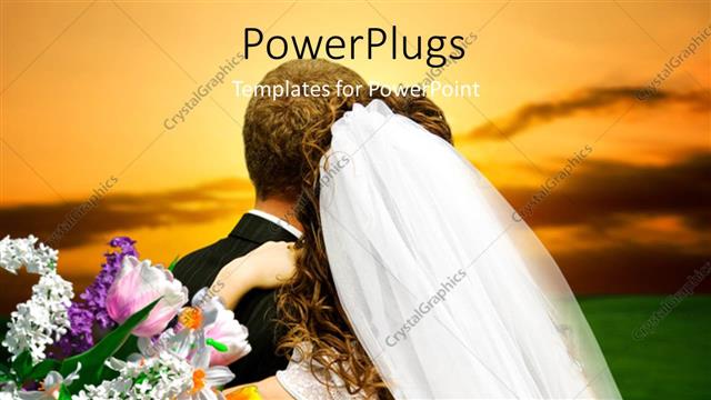  Presentation with wedding - A couple on the wedding day with clouds in background