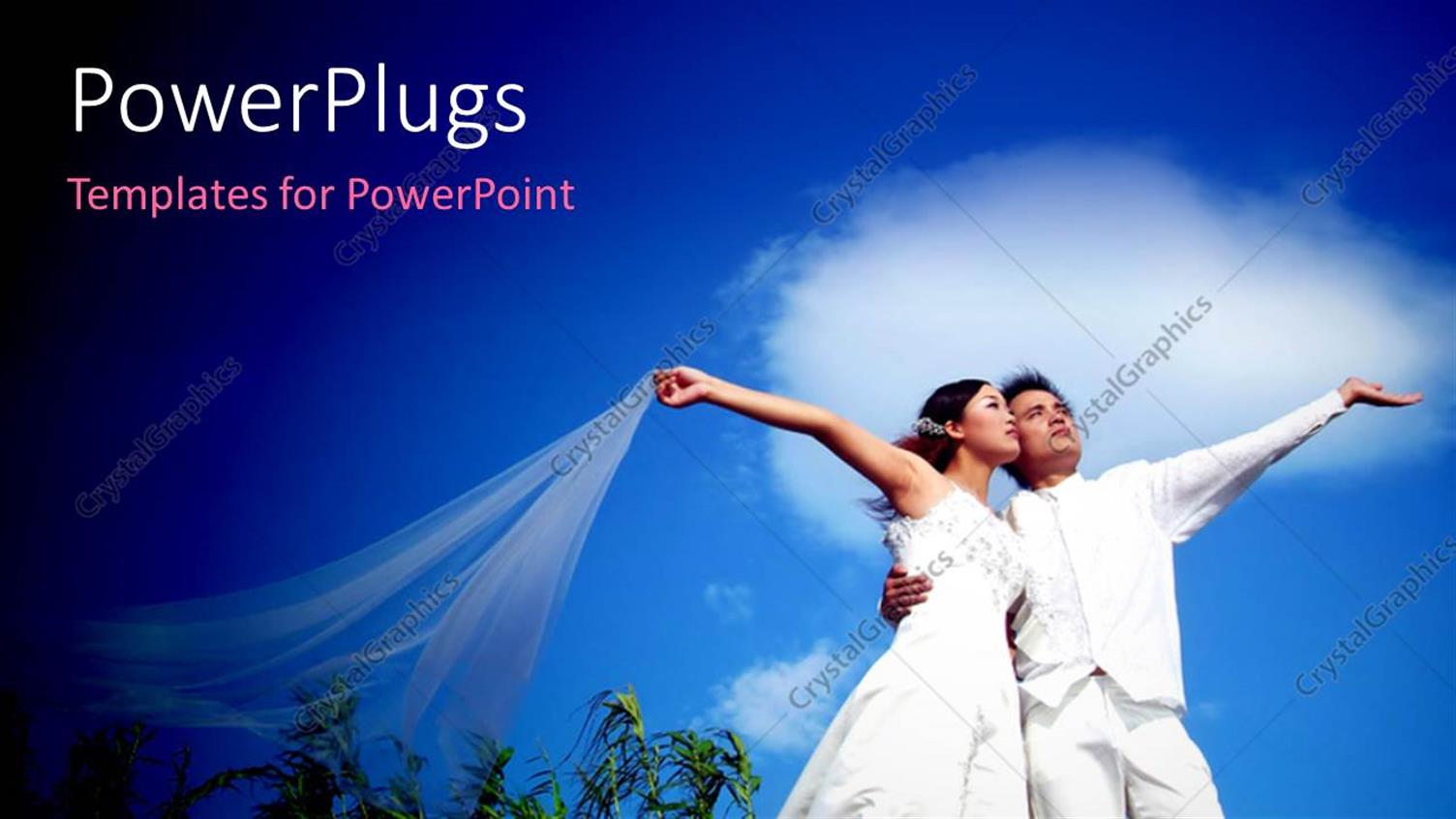 Featuring a Couple on their Wedding Day Starring into the Sky