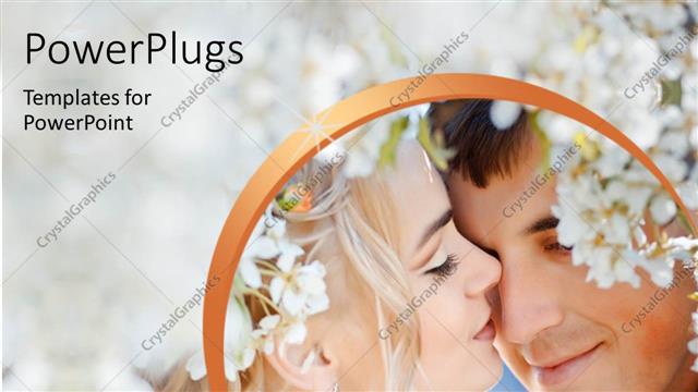  Presentation with wedding - A couple on their wedding with flowers in the background
