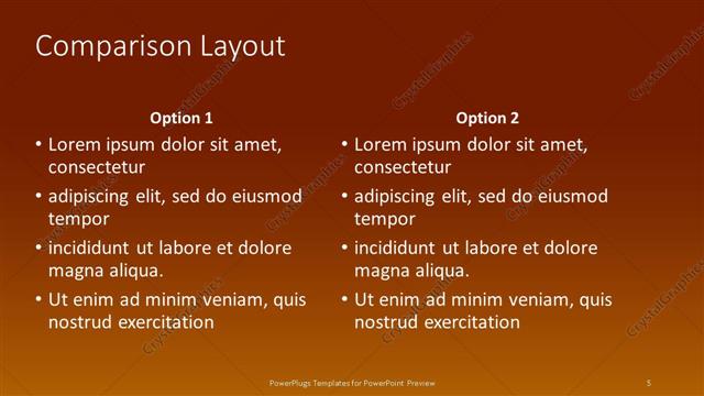 Comparison presentation slide layout