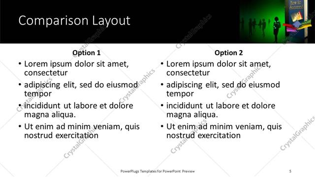 Comparison presentation slide layout