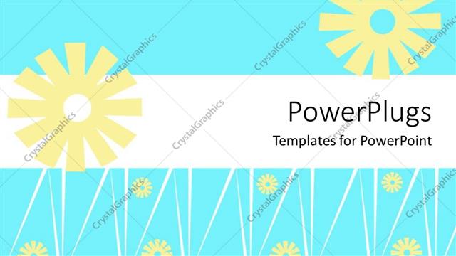  Presentation with blue design - Cream abstract flowers with white lines on white, light blue and cream background